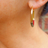 Ellibelle Jewellery VINTAGE ITALIAN 9CT GOLD ENAMEL HOOP EARRINGS