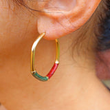 Ellibelle Jewellery VINTAGE ITALIAN 9CT GOLD ENAMEL HOOP EARRINGS