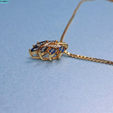 VINTAGE MARQUISE SAPPHIRE 9CT GOLD PENDANT NECKLACE