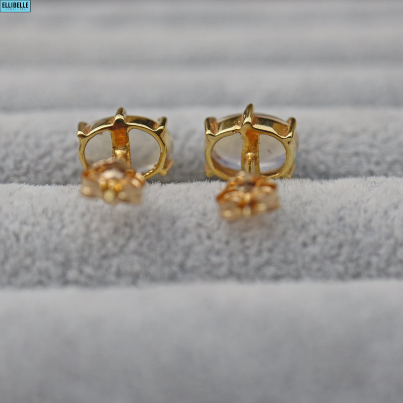 Ellibelle Jewellery VINTAGE MOONSTONE 18CT GOLD STUD EARRINGS