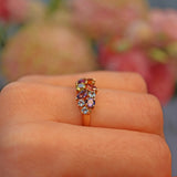 Ellibelle Jewellery Vintage Multi Gem 9ct Gold Cluster Ring