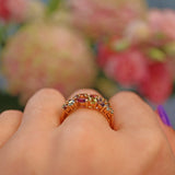 Ellibelle Jewellery Vintage Multi Gem 9ct Gold Cluster Ring