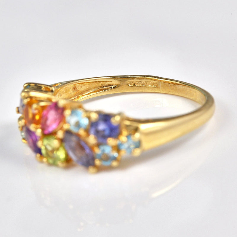 Ellibelle Jewellery Vintage Multi Gem 9ct Gold Cluster Ring