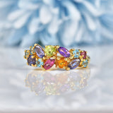 Ellibelle Jewellery Vintage Multi Gem 9ct Gold Cluster Ring