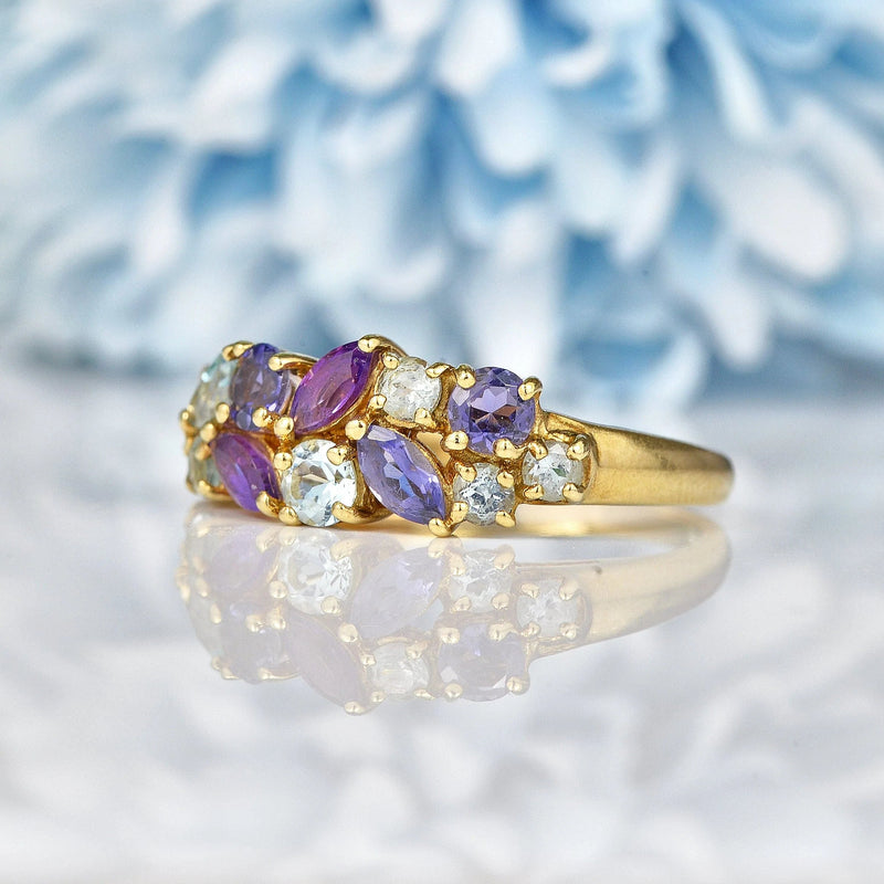 Ellibelle Jewellery Vintage Multi Gem 9ct Gold Cluster Ring