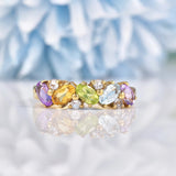 Ellibelle Jewellery Vintage Multi Gem 9ct Gold Cluster Ring