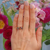 Ellibelle Jewellery Vintage Multi-Gem 9ct Gold Cluster Ring