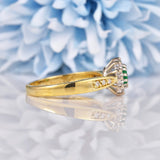 Ellibelle Jewellery Vintage Natural Emerald & Diamond 18ct Gold Cluster Ring