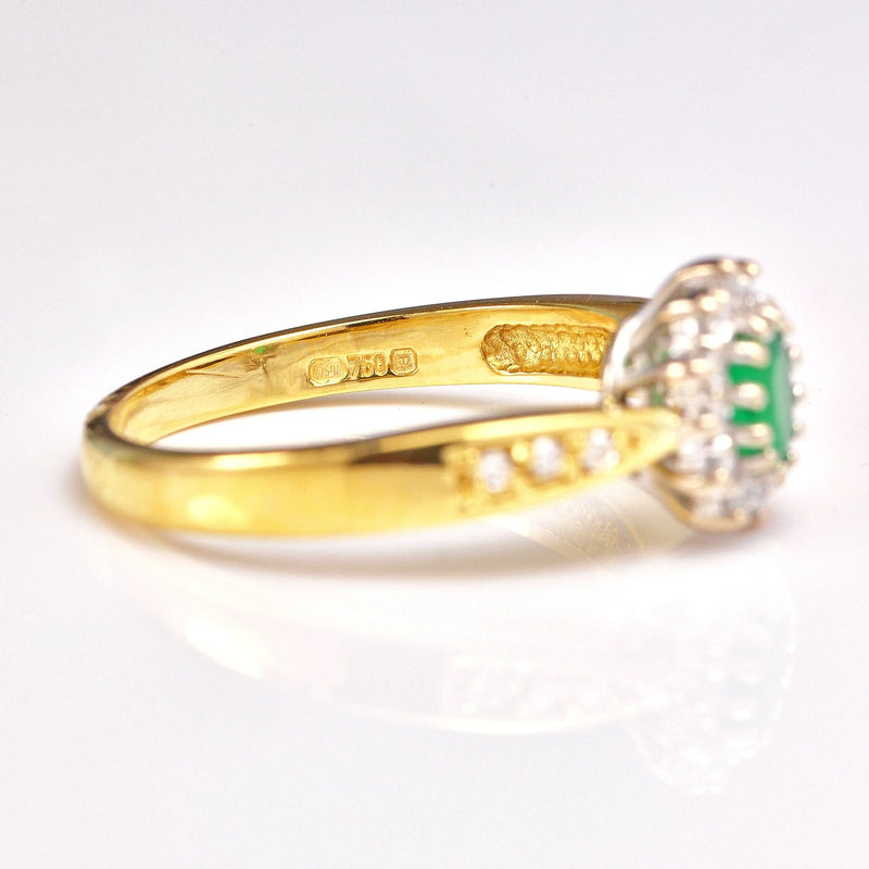 Ellibelle Jewellery Vintage Natural Emerald & Diamond 18ct Gold Cluster Ring