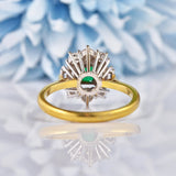Ellibelle Jewellery Vintage Natural Emerald & Diamond 18ct Gold Cluster Ring