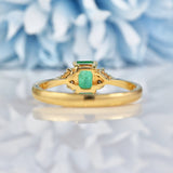 Ellibelle Jewellery Vintage Natural Emerald & Diamond 18ct Gold Ring