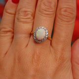Ellibelle Jewellery Vintage Natural Opal & Diamond 18ct Gold Cluster Ring