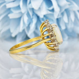 Ellibelle Jewellery Vintage Natural Opal & Diamond Gold Oval Cluster Ring