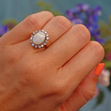 Ellibelle Jewellery Vintage Natural Opal & Diamond Gold Oval Cluster Ring
