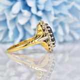 Ellibelle Jewellery Vintage Natural Sapphire & Diamond 18ct Gold Cluster Ring (3.10ct)