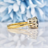 Ellibelle Jewellery Vintage Natural Teal Blue Sapphire & Diamond 18ct Gold Ring