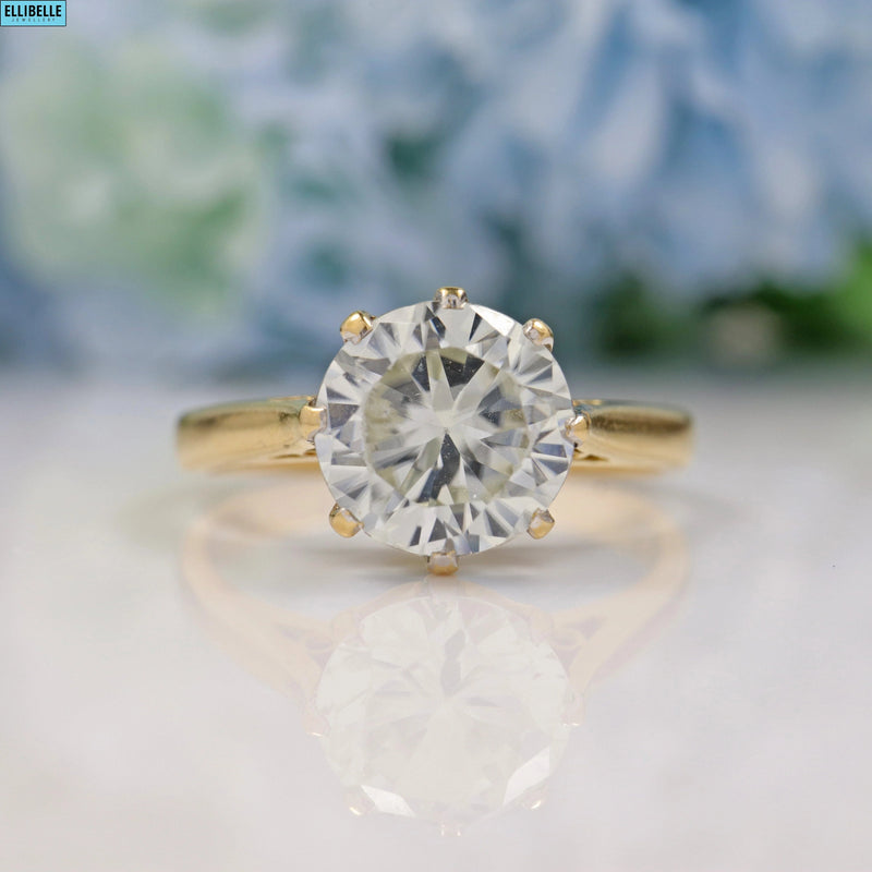 VINTAGE NATURAL WHITE ZIRCON 18CT GOLD SOLITAIRE RING