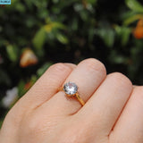 VINTAGE NATURAL WHITE ZIRCON 18CT GOLD SOLITAIRE RING