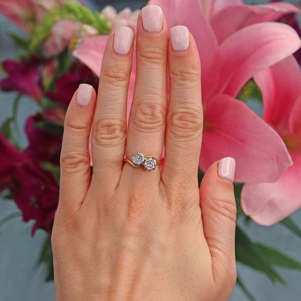 Ellibelle Jewellery Vintage Old Cut & Brilliant Cut Diamond "Toi et Moi" Engagement Ring