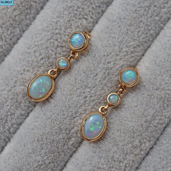 Ellibelle Jewellery VINTAGE OPAL 9CT GOLD PENDANT DROP EARRINGS