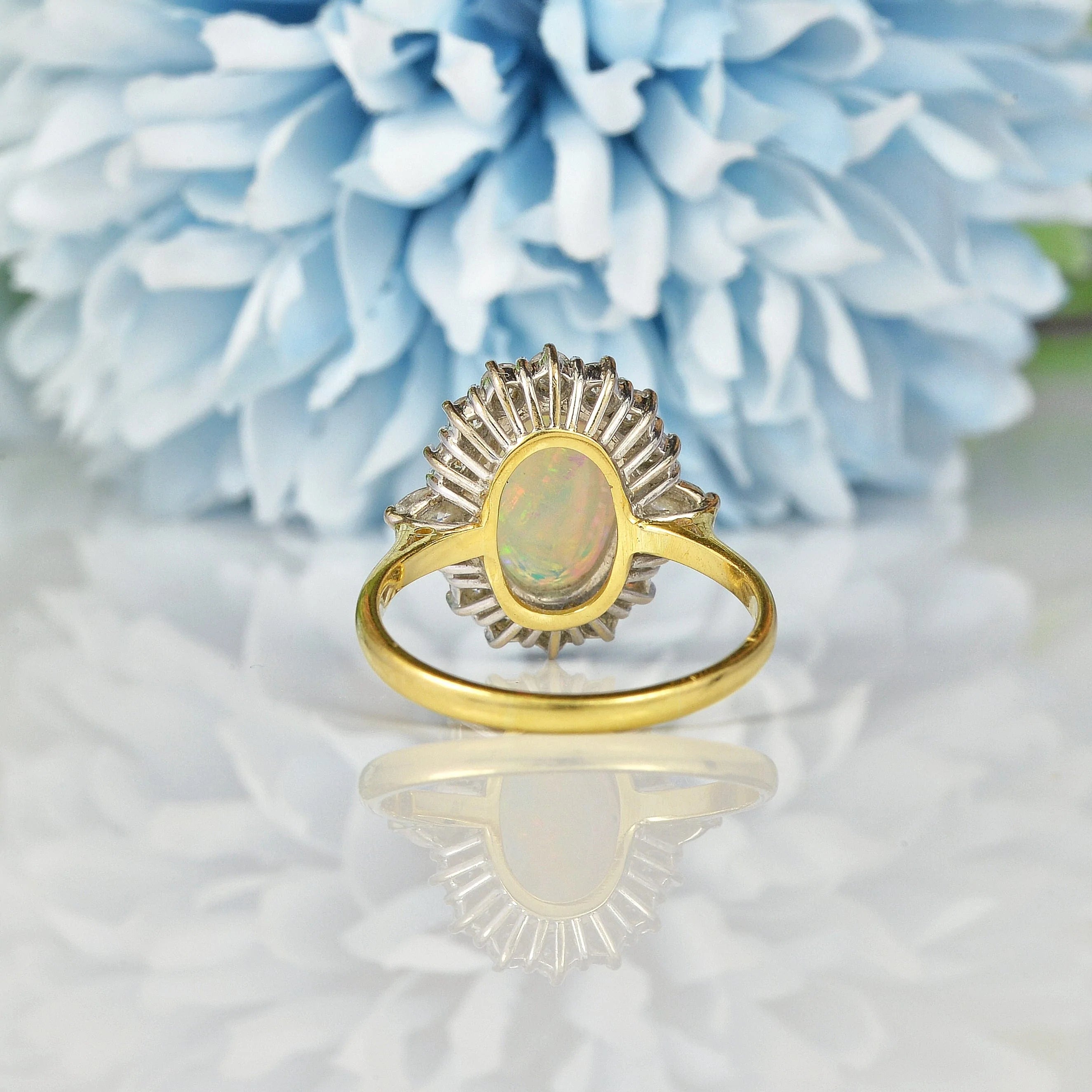 Ellibelle Jewellery VINTAGE OPAL & DIAMOND 18CT GOLD CLUSTER RING