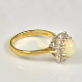 Ellibelle Jewellery VINTAGE OPAL & DIAMOND 18CT GOLD HALO CLUSTER RING
