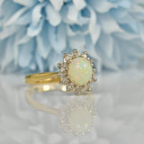 Ellibelle Jewellery VINTAGE OPAL & DIAMOND 18CT GOLD HALO CLUSTER RING