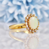 Ellibelle Jewellery Vintage Opal & Diamond 18ct Gold Oval Cluster Ring
