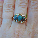 Ellibelle Jewellery VINTAGE OPAL & DIAMOND 9CT GOLD RING