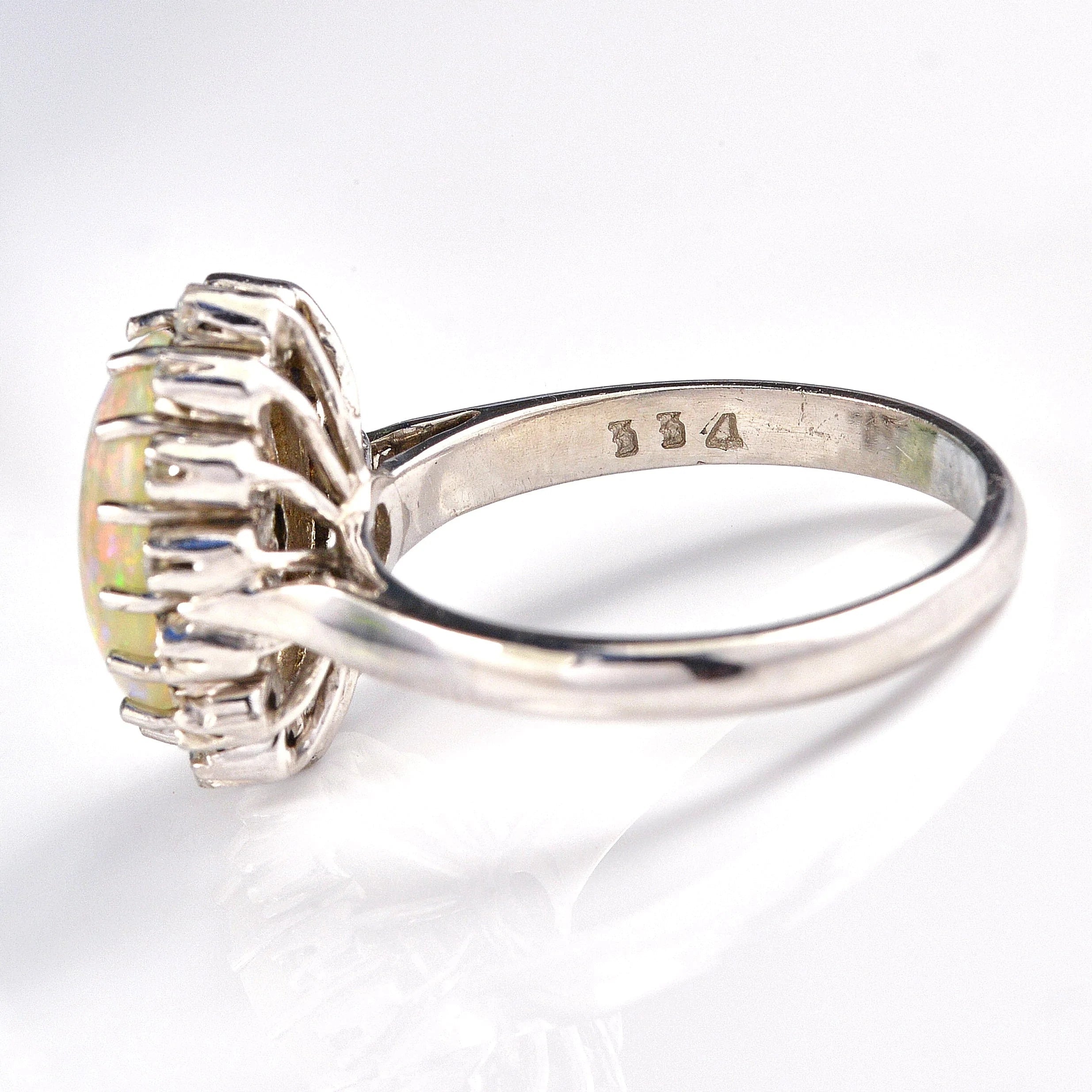 Ellibelle Jewellery Vintage Opal & Diamond Platinum Cluster Ring