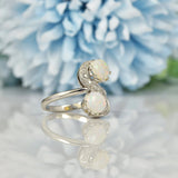 Ellibelle Jewellery VINTAGE OPAL & DIAMOND PLATINUM 'S' RING