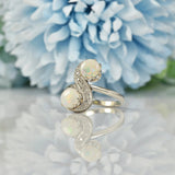 Ellibelle Jewellery VINTAGE OPAL & DIAMOND PLATINUM 'S' RING