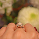 Ellibelle Jewellery Vintage Opal & Diamond White Gold Oval Cluster Ring