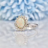 Ellibelle Jewellery Vintage Opal & Diamond White Gold Oval Cluster Ring