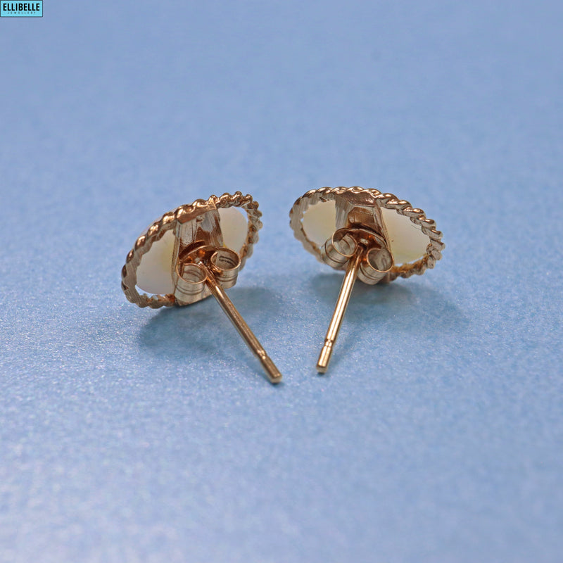 Vintage Opal Gold Stud Earrings