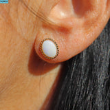 Vintage Opal Gold Stud Earrings