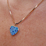 Ellibelle Jewellery Vintage Opal Mosaic 9ct Gold Heart Pendant Necklace