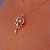 VINTAGE OPAL & PEARL 9CT GOLD PENDANT NECKLACE