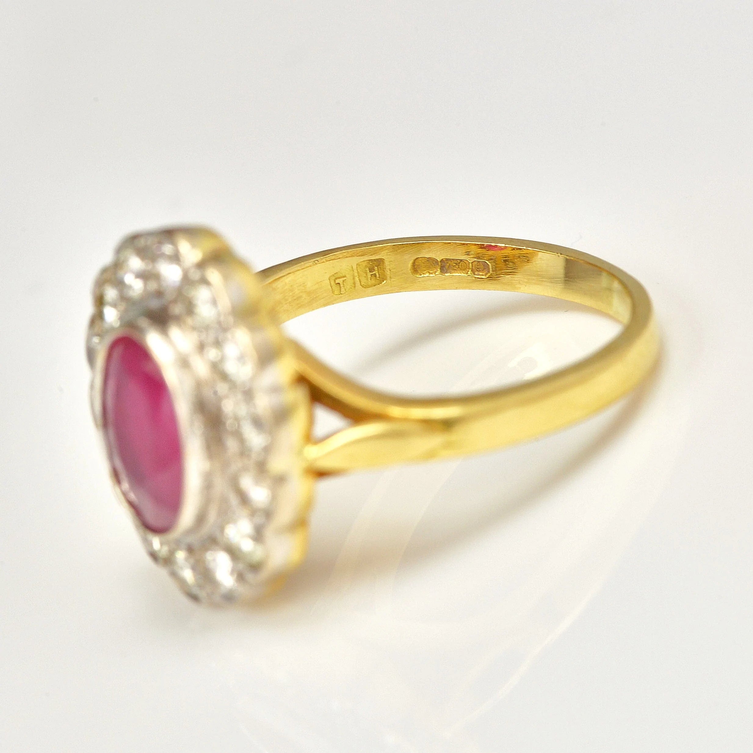 Ellibelle Jewellery Vintage Oval Ruby & Diamond Gold Cluster Ring