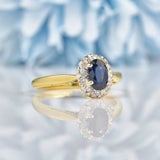 Ellibelle Jewellery Vintage Oval Sapphire & Diamond 18ct Yellow Gold Ring