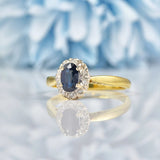 Ellibelle Jewellery Vintage Oval Sapphire & Diamond 18ct Yellow Gold Ring