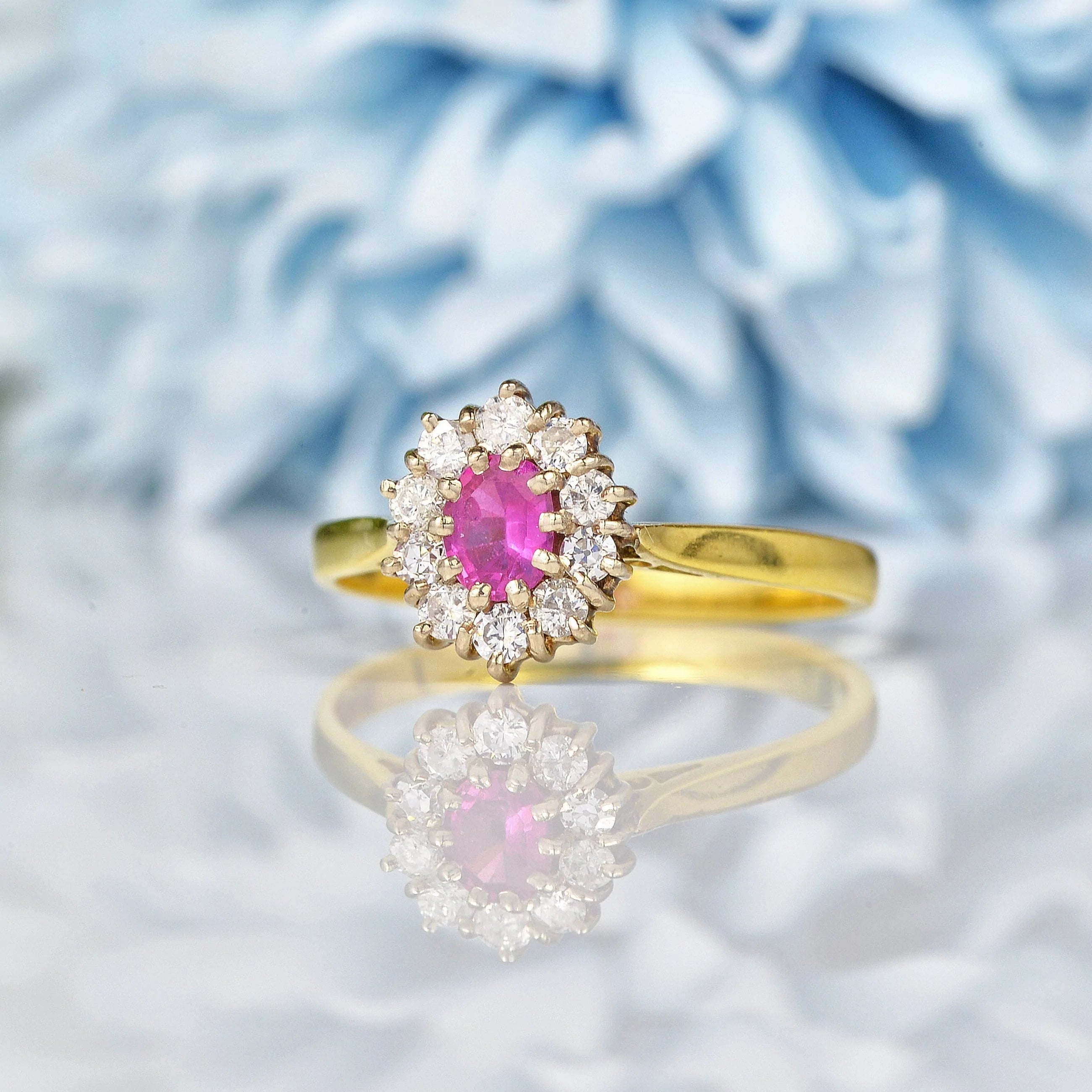 Ellibelle Jewellery Vintage Pink Sapphire & Diamond Cluster Ring
