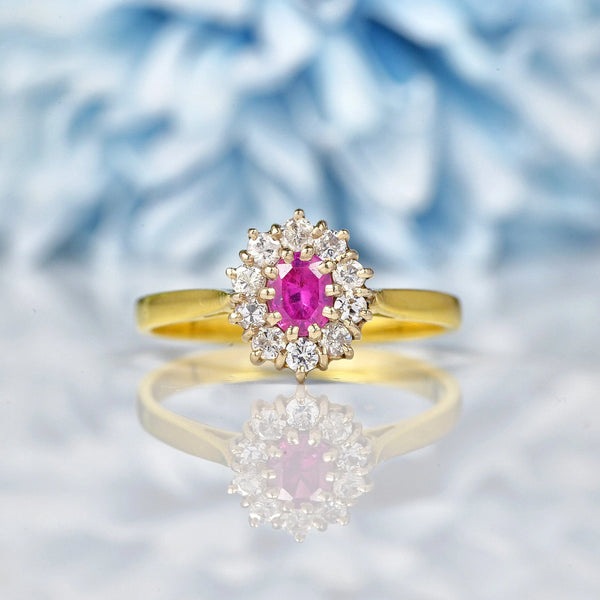 Ellibelle Jewellery Vintage Pink Sapphire & Diamond Cluster Ring