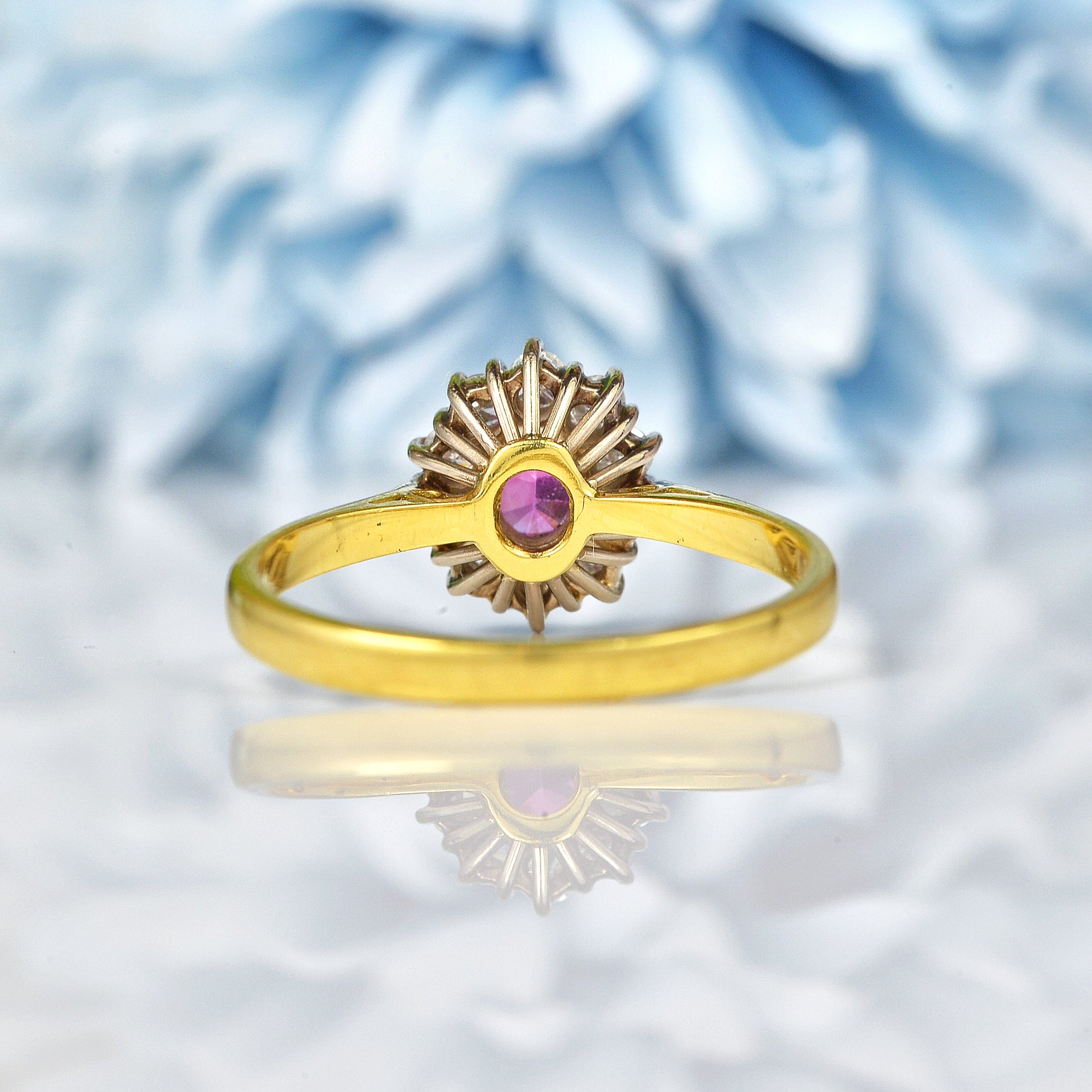 Ellibelle Jewellery Vintage Pink Sapphire & Diamond Cluster Ring