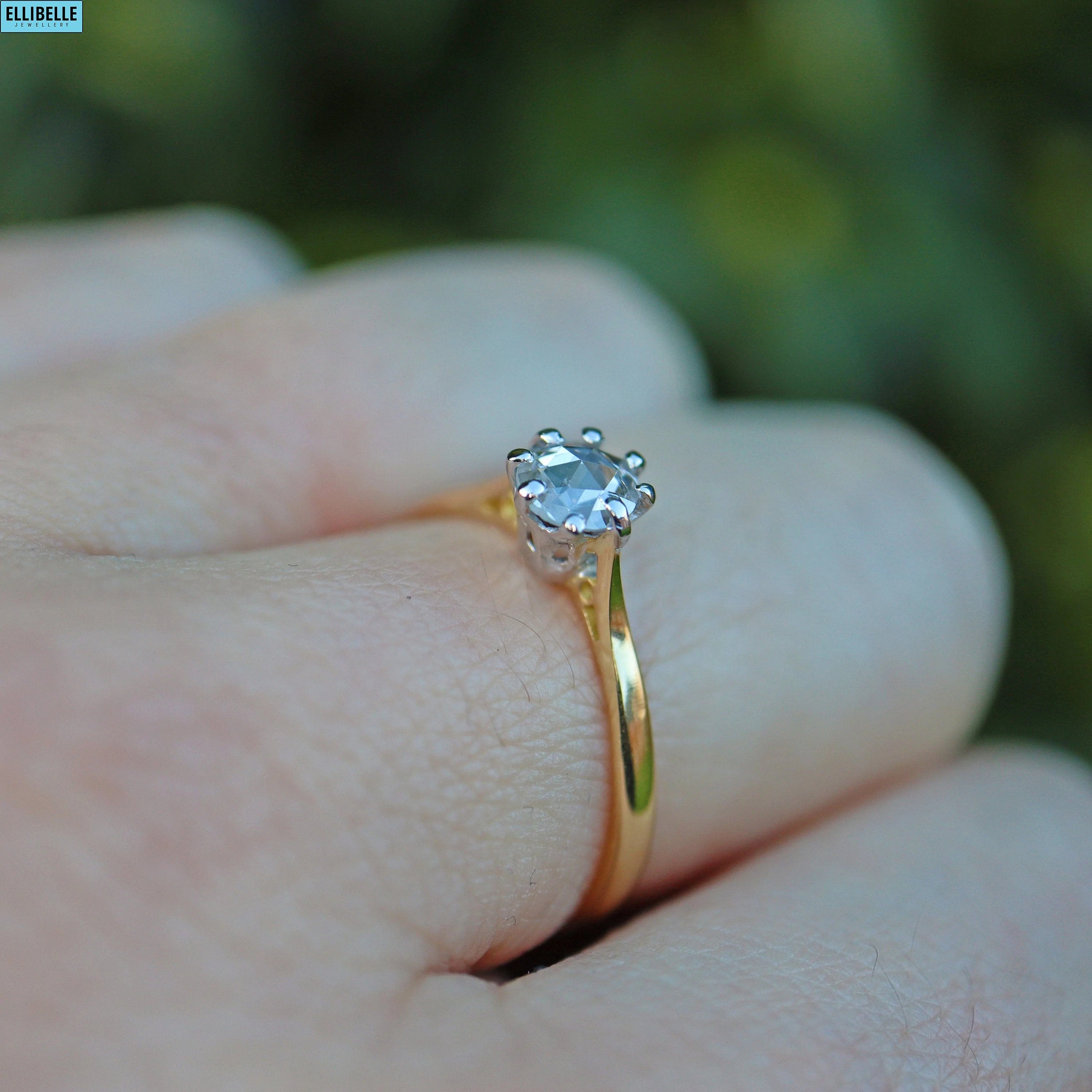 18ct Gold Rose Cut Diamond Solitaire Ring