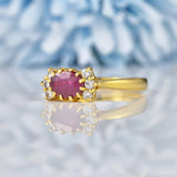 Ellibelle Jewellery Vintage Ruby & Diamond 18ct Gold Bow Ring
