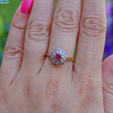 VINTAGE RUBY & DIAMOND 18CT GOLD CLUSTER RING
