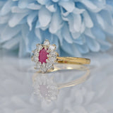 Ruby & Diamond 18ct Gold Halo Cluster Ring