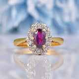 Ellibelle Jewellery Vintage Ruby & Diamond 18ct Gold Cluster Ring