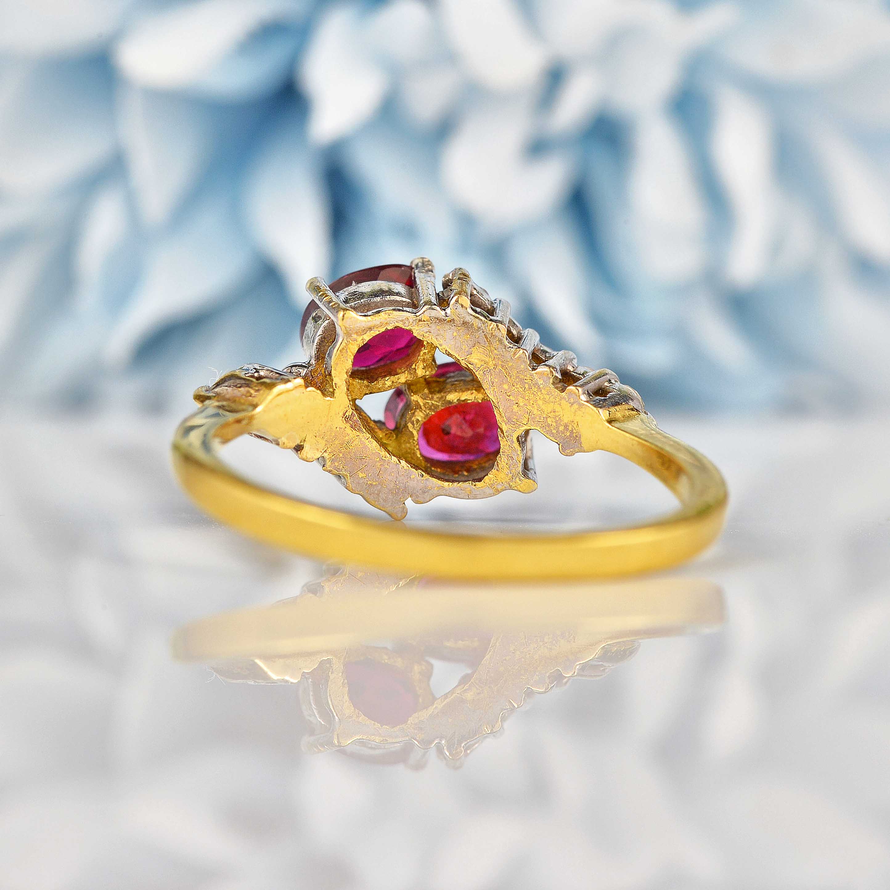 Ellibelle Jewellery Vintage Ruby & Diamond 18ct Gold Crossover Ring